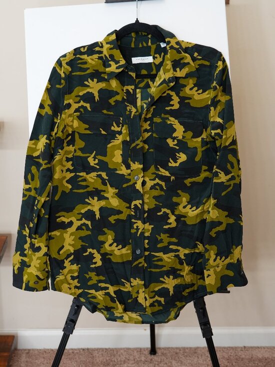 Equipment Tops - Equipment Femme Camouflage Silk Button Down Shirt